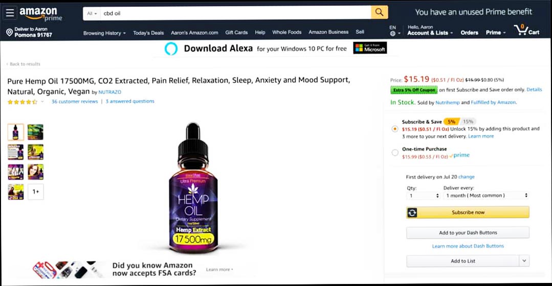 Aceite de CBD en Amazon